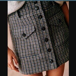 NWT Sezane Bettie 100% Wool Skirt // Edinburgh Plaid // EU 36, US 4